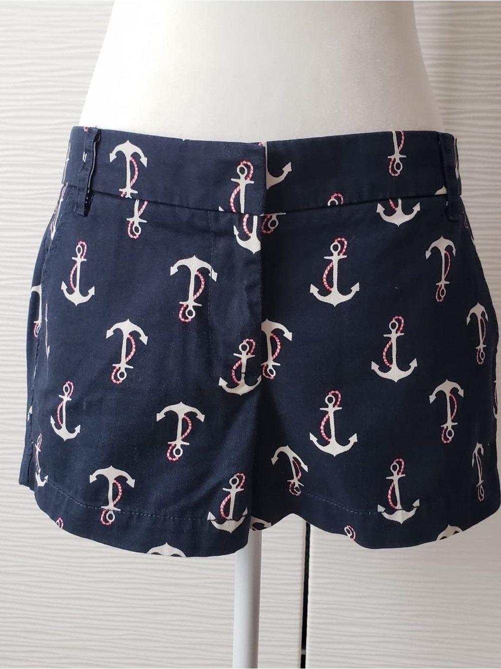 J. Crew Navy Anchor-Print Bermuda Shorts